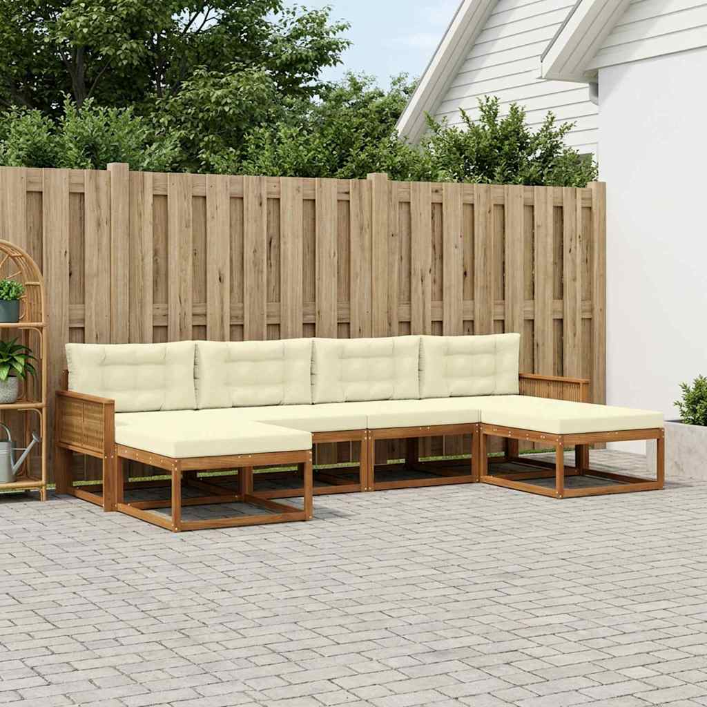vidaXL Σειρά Καναπέ Εξωτερικού με μαξιλάρι 6 pcs Φυσικό και Κρέμα