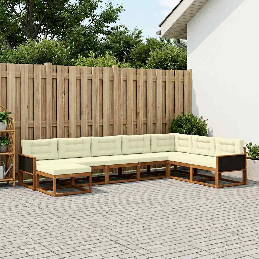 vidaXL Σειρά Καναπέ Εξωτερικού με μαξιλάρι 8 pcs Φυσικό και Κρέμα