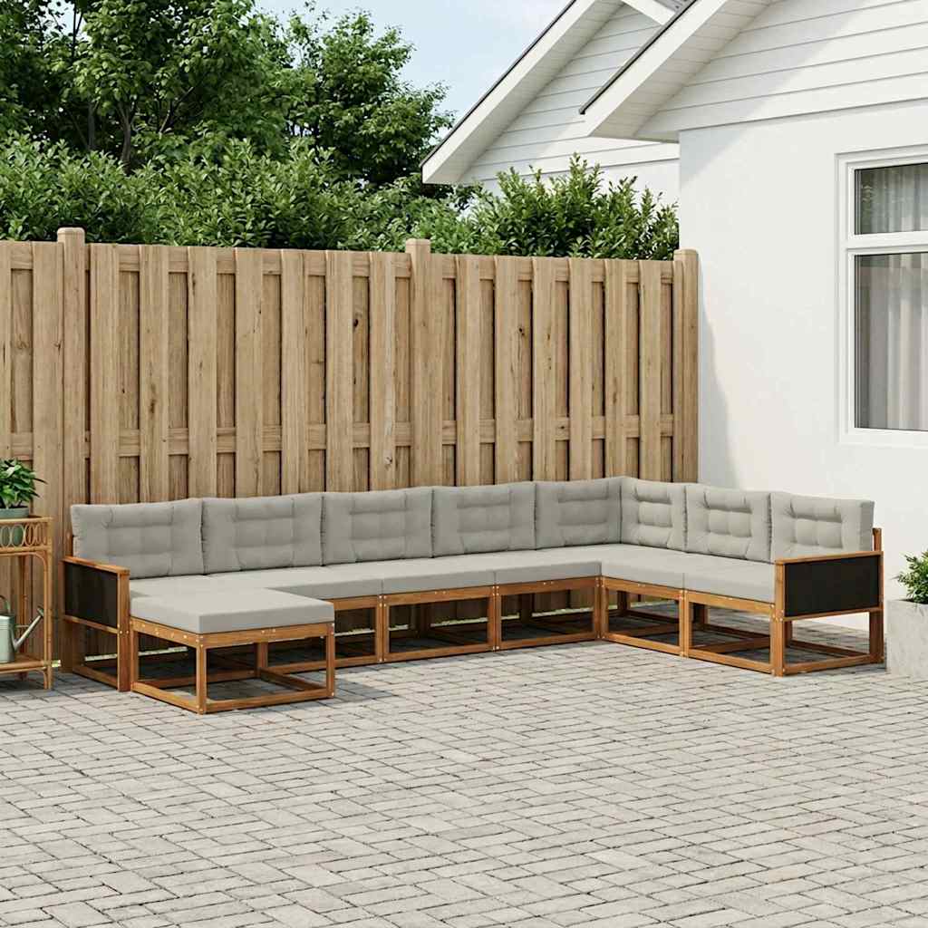 vidaXL Σειρά Καναπέ Εξωτερικού 8 pcs Φυσικό και Ανοιχτό Γκρι