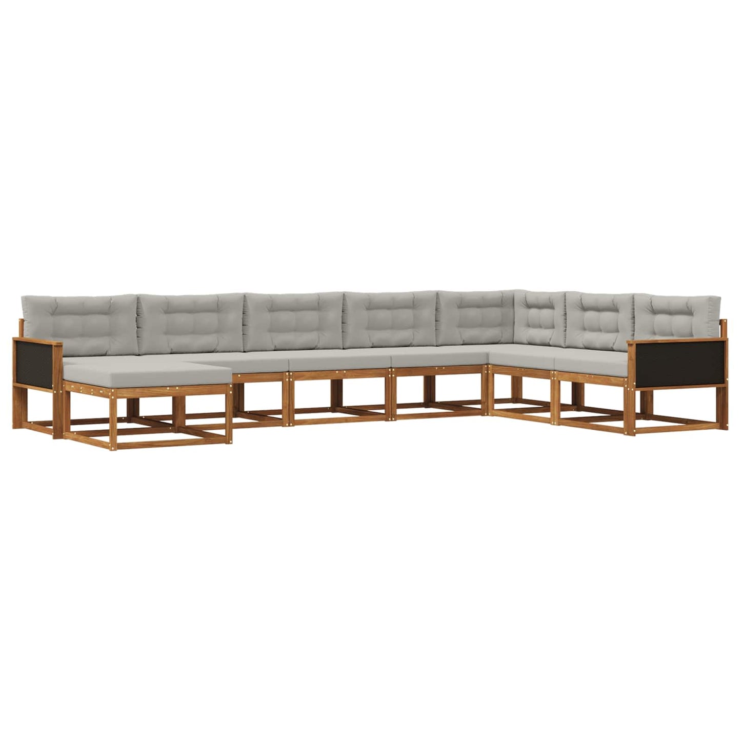 vidaXL Σειρά Καναπέ Εξωτερικού 8 pcs Φυσικό και Ανοιχτό Γκρι