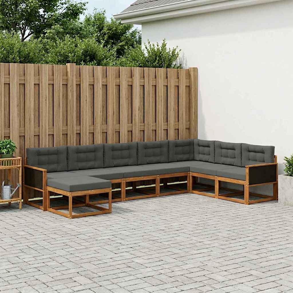 vidaXL Σειρά Καναπέ Εξωτερικού με μαξιλάρι 8 pcs Φυσικό και Ανθρακί