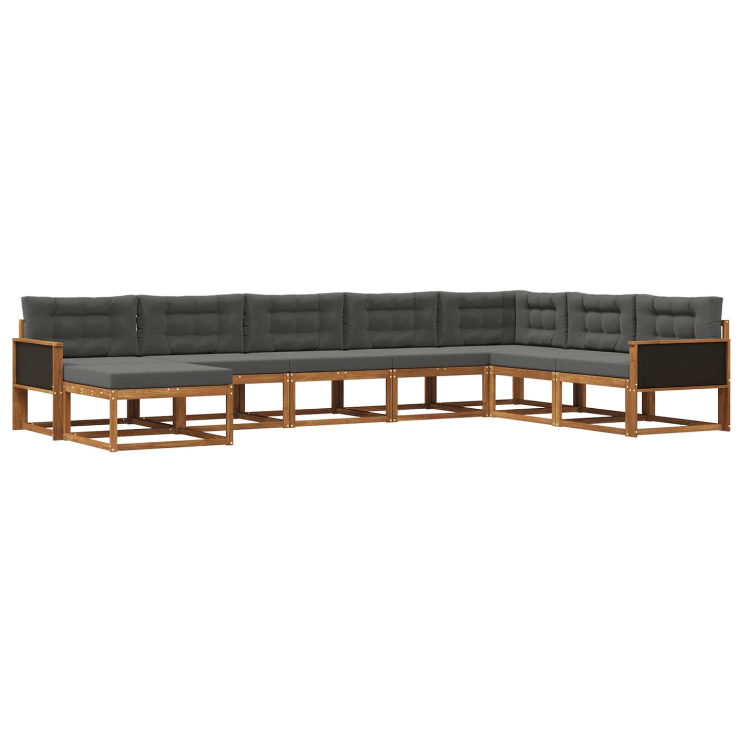 vidaXL Σειρά Καναπέ Εξωτερικού με μαξιλάρι 8 pcs Φυσικό και Ανθρακί