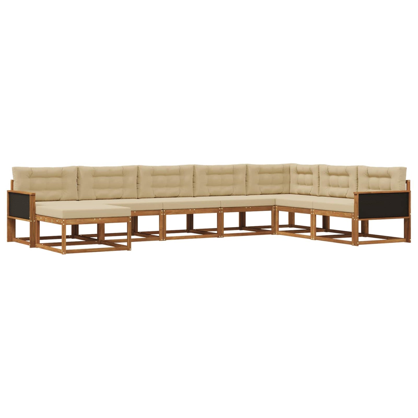 vidaXL Σειρά Καναπέ Εξωτερικού με μαξιλάρι 8 pcs Φυσικό και Μπεζ