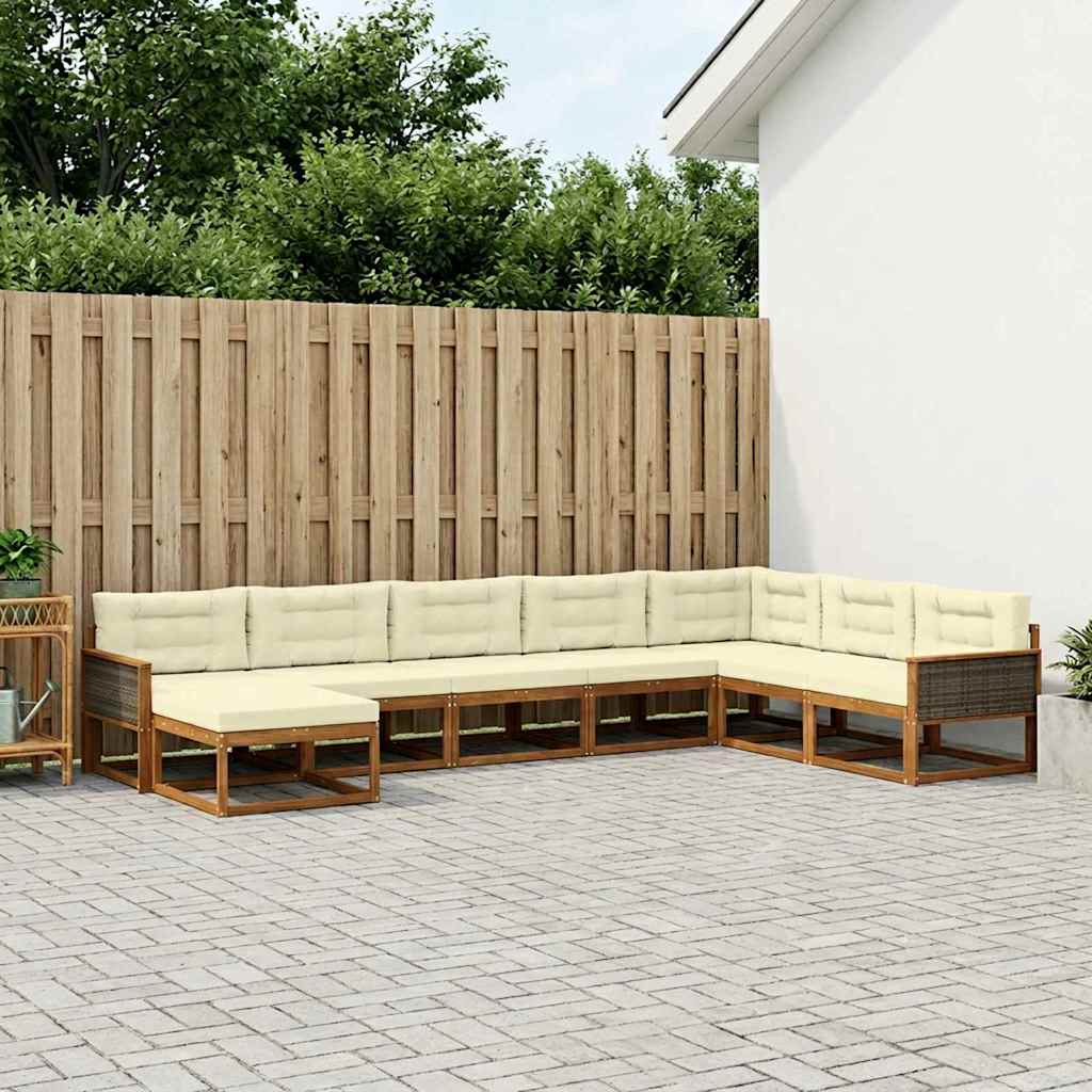 vidaXL Σειρά Καναπέ Εξωτερικού με μαξιλάρι 8 pcs Φυσικό και Κρέμα