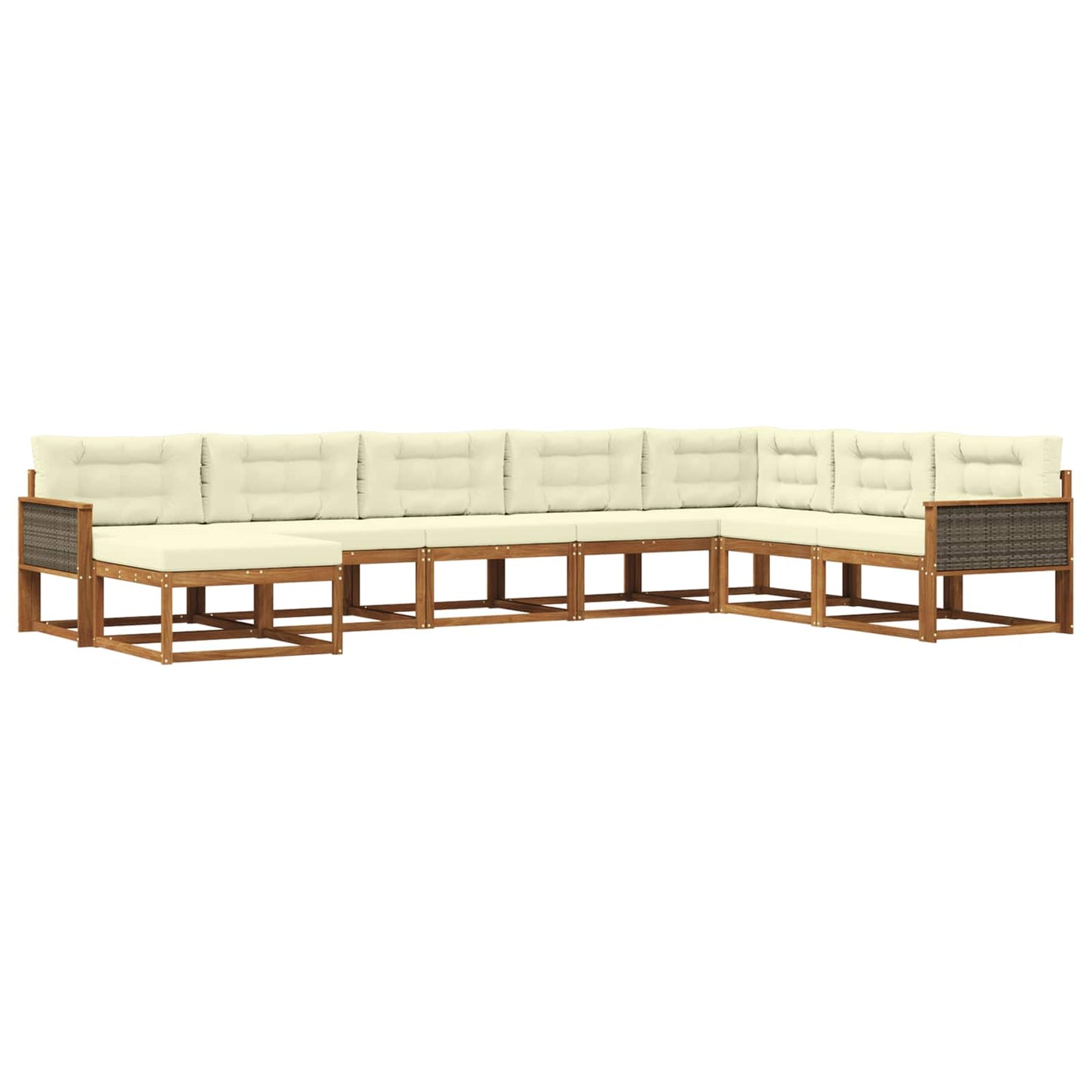 vidaXL Σειρά Καναπέ Εξωτερικού με μαξιλάρι 8 pcs Φυσικό και Κρέμα