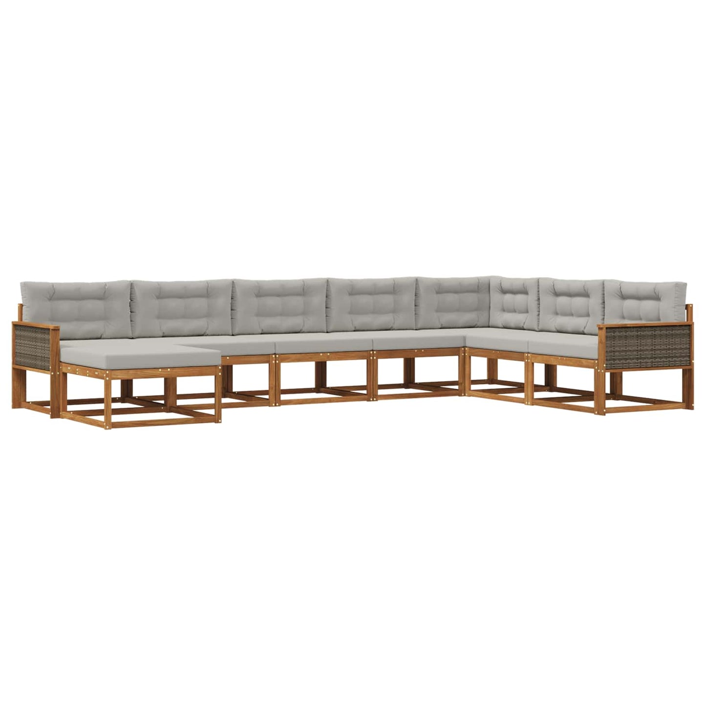 vidaXL Σειρά Καναπέ Εξωτερικού 8 pcs Φυσικό και Ανοιχτό Γκρι