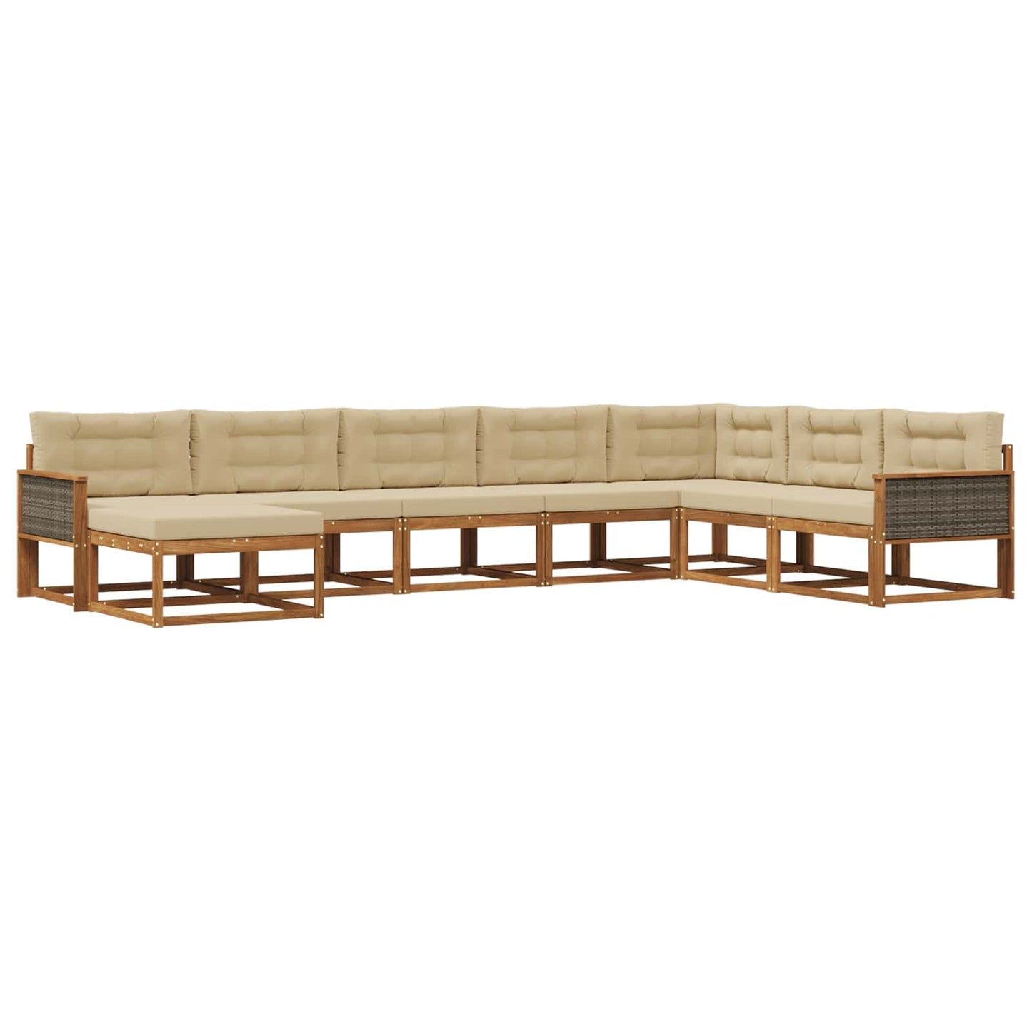 vidaXL Σειρά Καναπέ Εξωτερικού με μαξιλάρι 8 pcs Φυσικό και Μπεζ