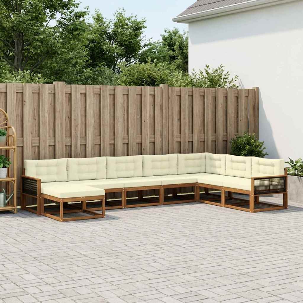 vidaXL Σειρά Καναπέ Εξωτερικού με μαξιλάρι 8 pcs Φυσικό και Κρέμα