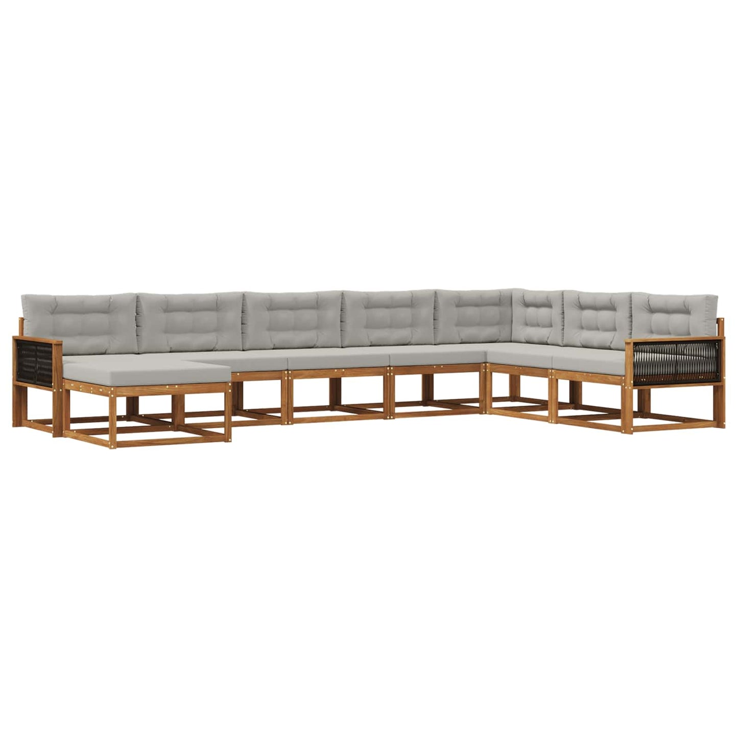 vidaXL Σειρά Καναπέ Εξωτερικού 8 pcs Φυσικό και Ανοιχτό Γκρι