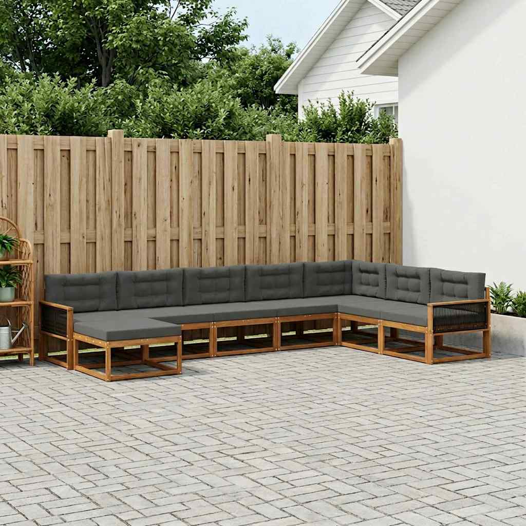 vidaXL Σειρά Καναπέ Εξωτερικού με μαξιλάρι 8 pcs Φυσικό και Ανθρακί