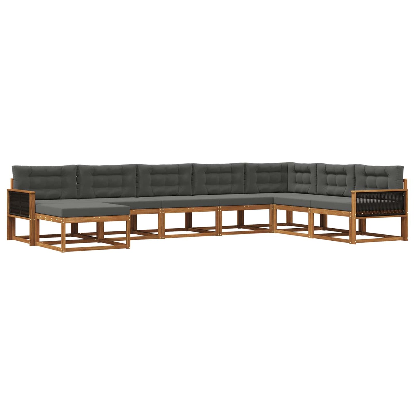 vidaXL Σειρά Καναπέ Εξωτερικού με μαξιλάρι 8 pcs Φυσικό και Ανθρακί