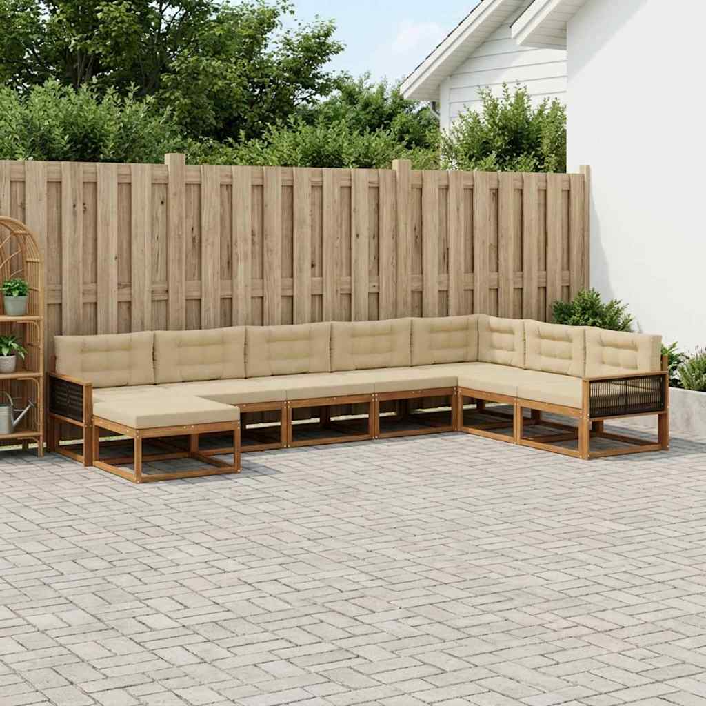 vidaXL Σειρά Καναπέ Εξωτερικού με μαξιλάρι 8 pcs Φυσικό και Μπεζ