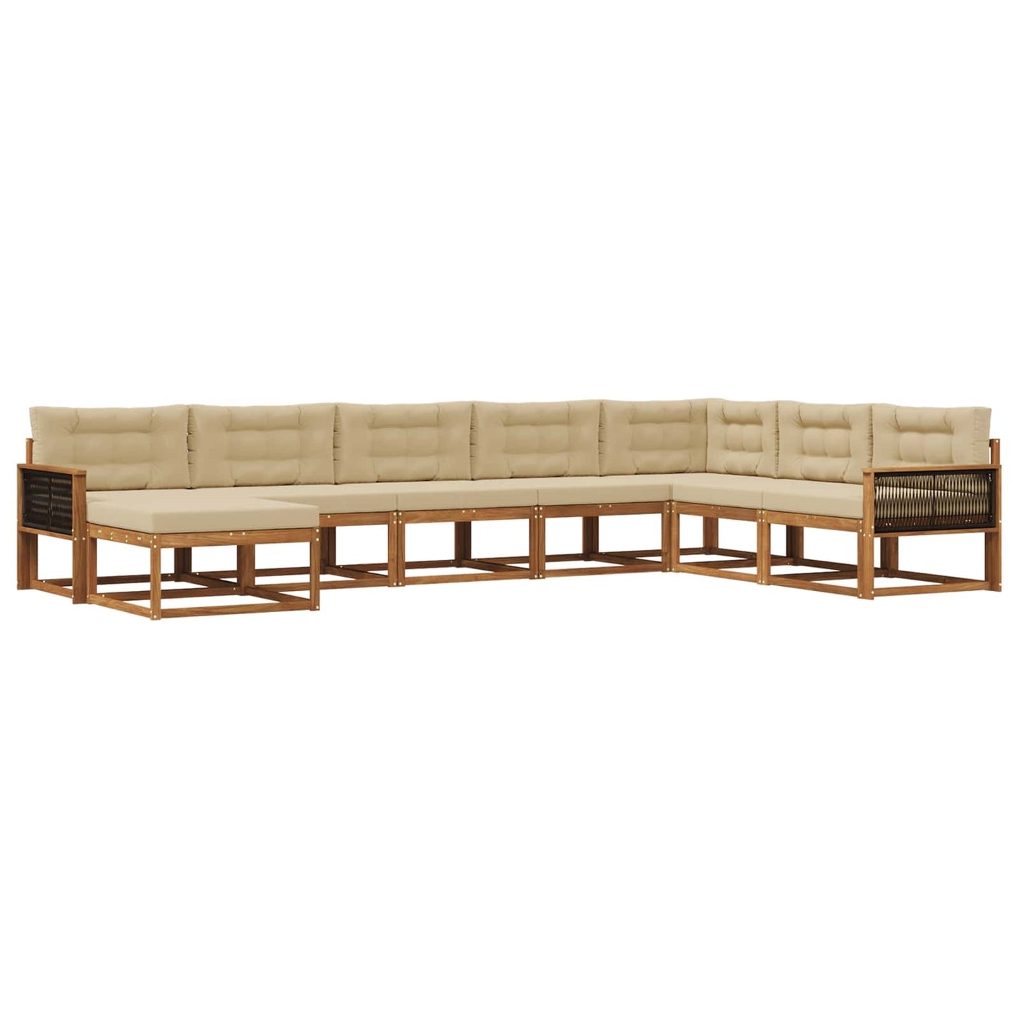 vidaXL Σειρά Καναπέ Εξωτερικού με μαξιλάρι 8 pcs Φυσικό και Μπεζ