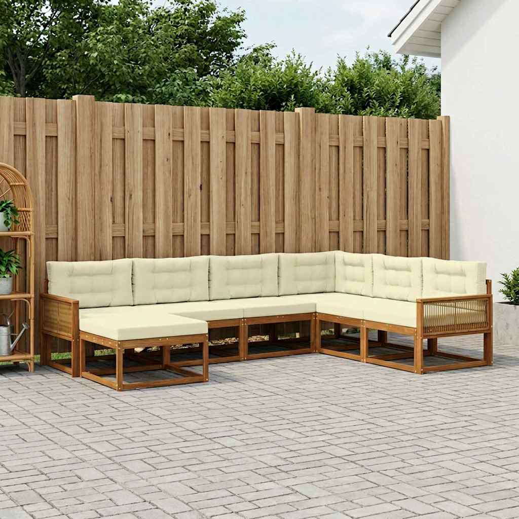 vidaXL Σειρά Καναπέ Εξωτερικού με μαξιλάρι 8 pcs Φυσικό και Κρέμα