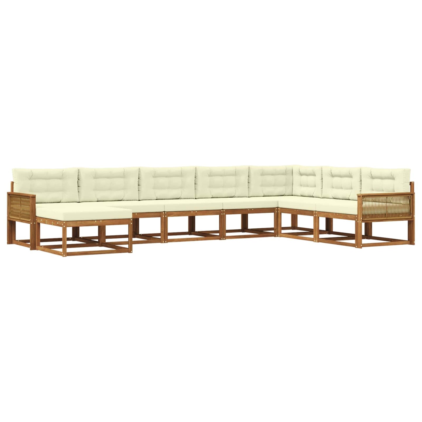 vidaXL Σειρά Καναπέ Εξωτερικού με μαξιλάρι 8 pcs Φυσικό και Κρέμα