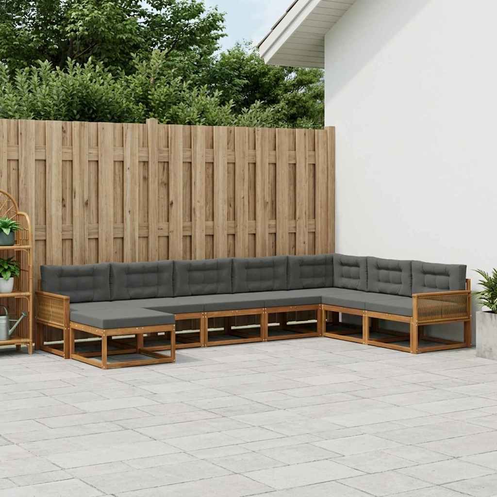 vidaXL Σειρά Καναπέ Εξωτερικού με μαξιλάρι 8 pcs Φυσικό και Ανθρακί