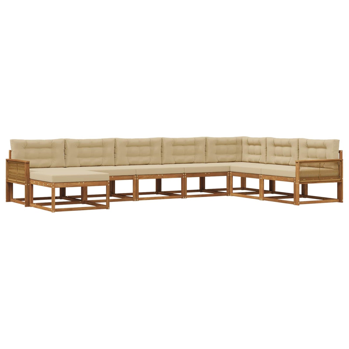 vidaXL Σειρά Καναπέ Εξωτερικού με μαξιλάρι 8 pcs Φυσικό και Μπεζ