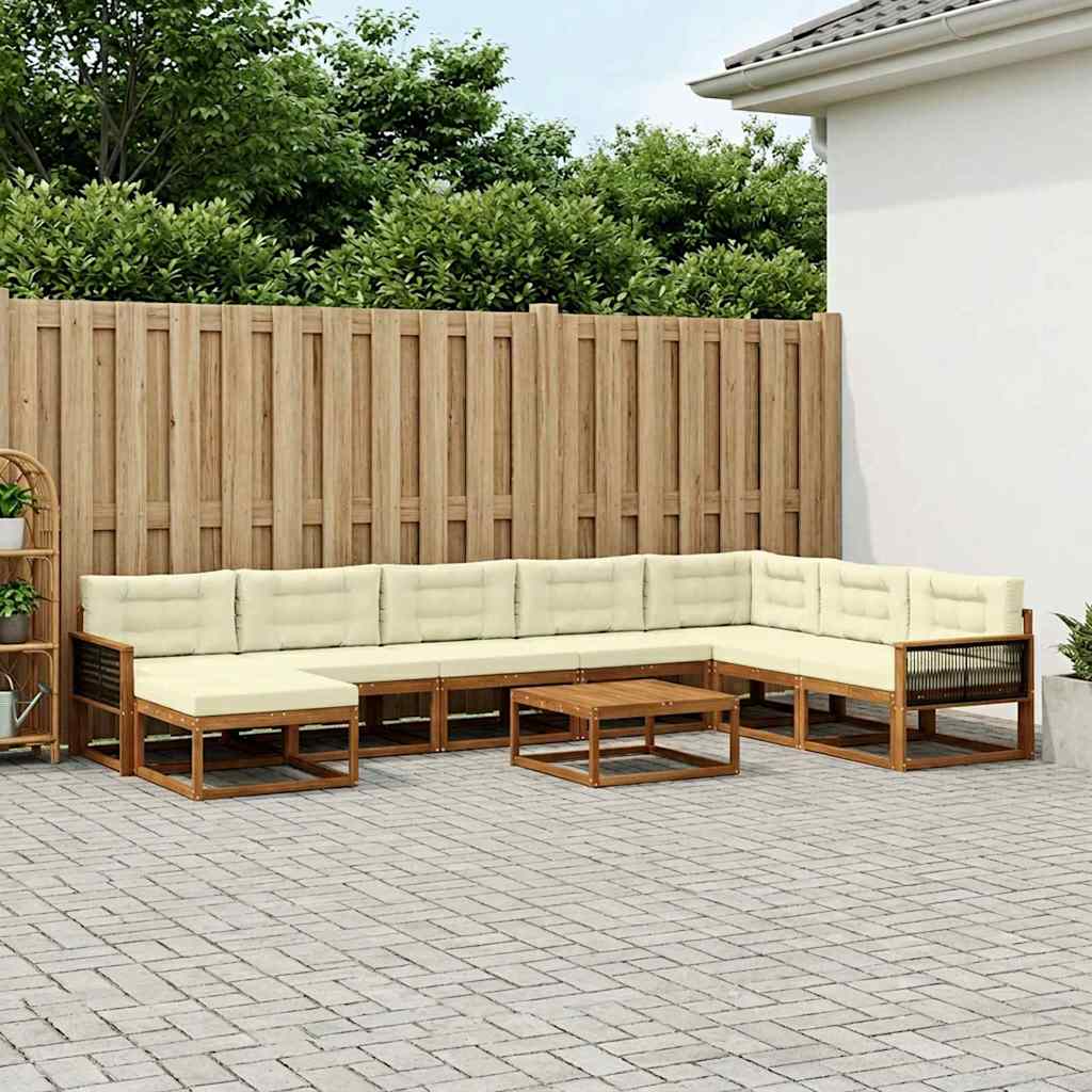 vidaXL Σειρά Καναπέ Εξωτερικού με μαξιλάρι 9 pcs Φυσικό και Κρέμα