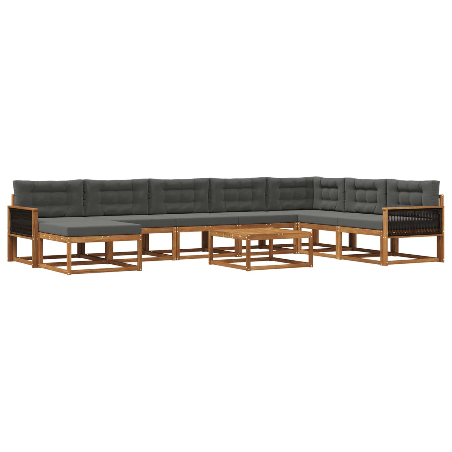 vidaXL Σειρά Καναπέ Εξωτερικού με μαξιλάρι 9 pcs Φυσικό και Ανθρακί