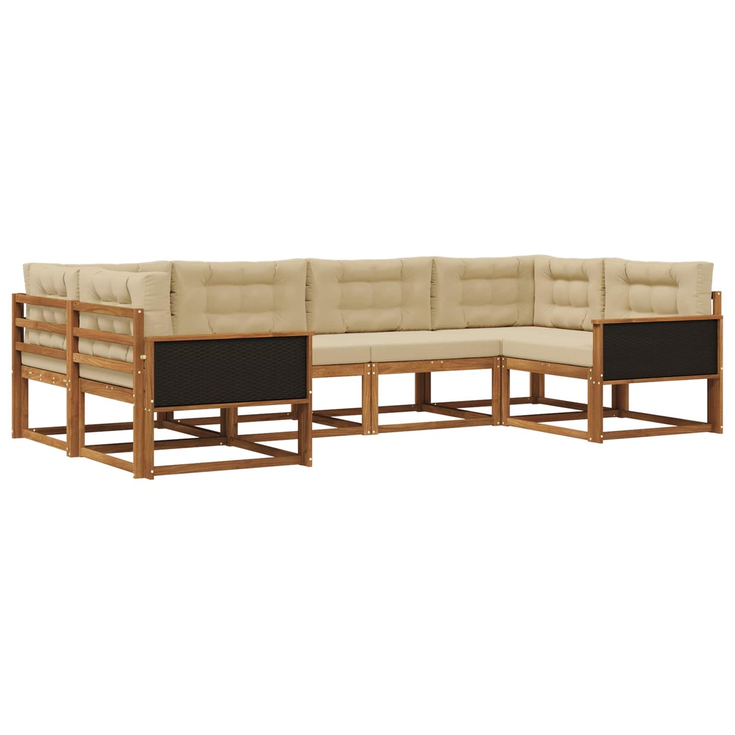 vidaXL Σειρά Καναπέ Εξωτερικού με μαξιλάρι 6 pcs Φυσικό και Μπεζ