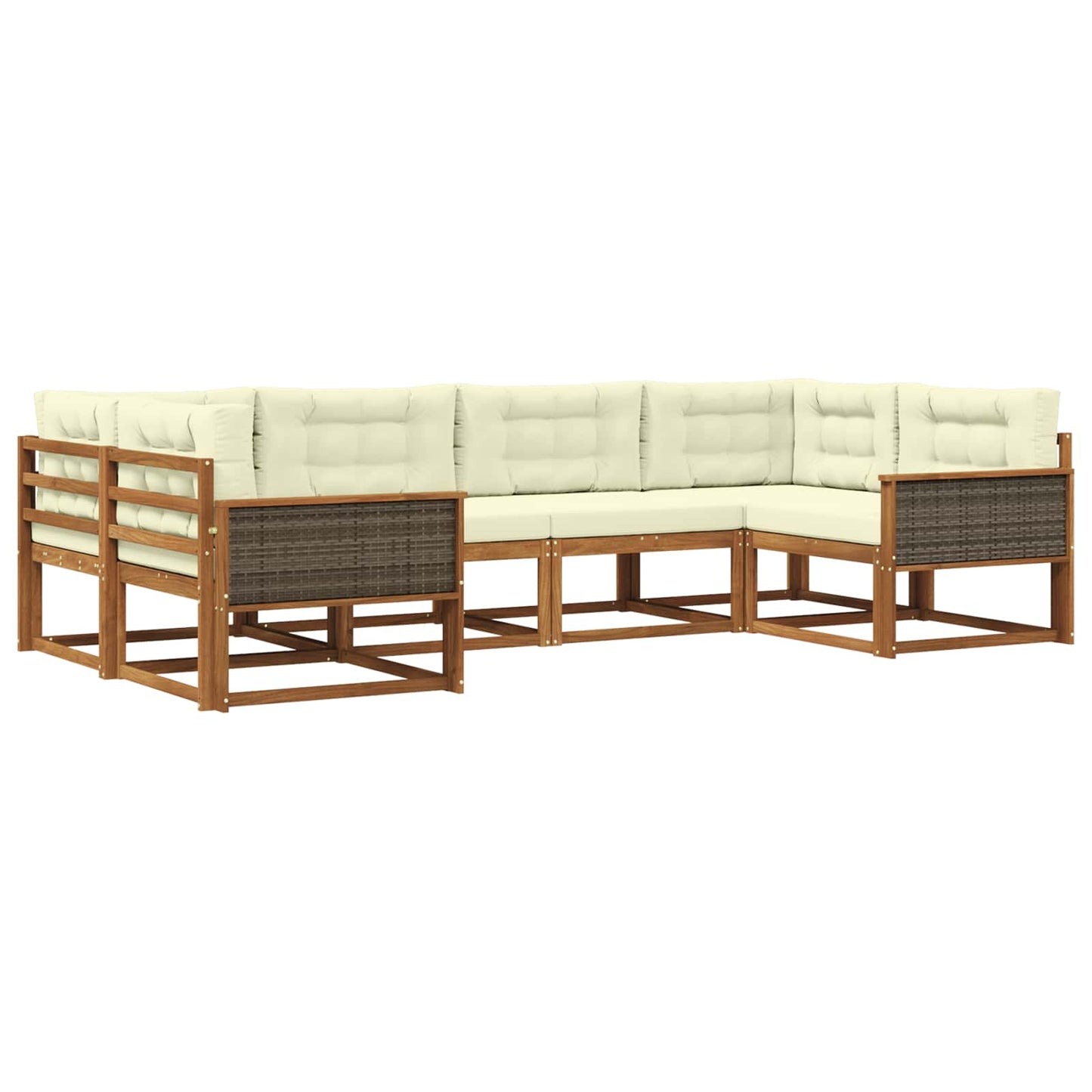 vidaXL Σειρά Καναπέ Εξωτερικού με μαξιλάρι 6 pcs Φυσικό και Κρέμα