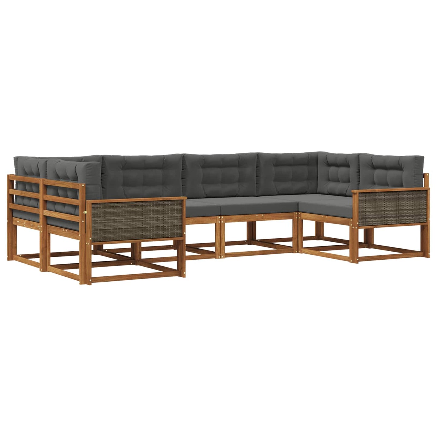 vidaXL Σειρά Καναπέ Εξωτερικού με μαξιλάρι 6 pcs Φυσικό και Ανθρακί