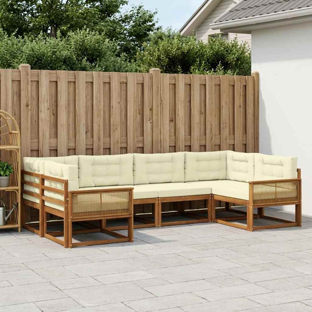 vidaXL Σειρά Καναπέ Εξωτερικού με μαξιλάρι 6 pcs Φυσικό και Κρέμα