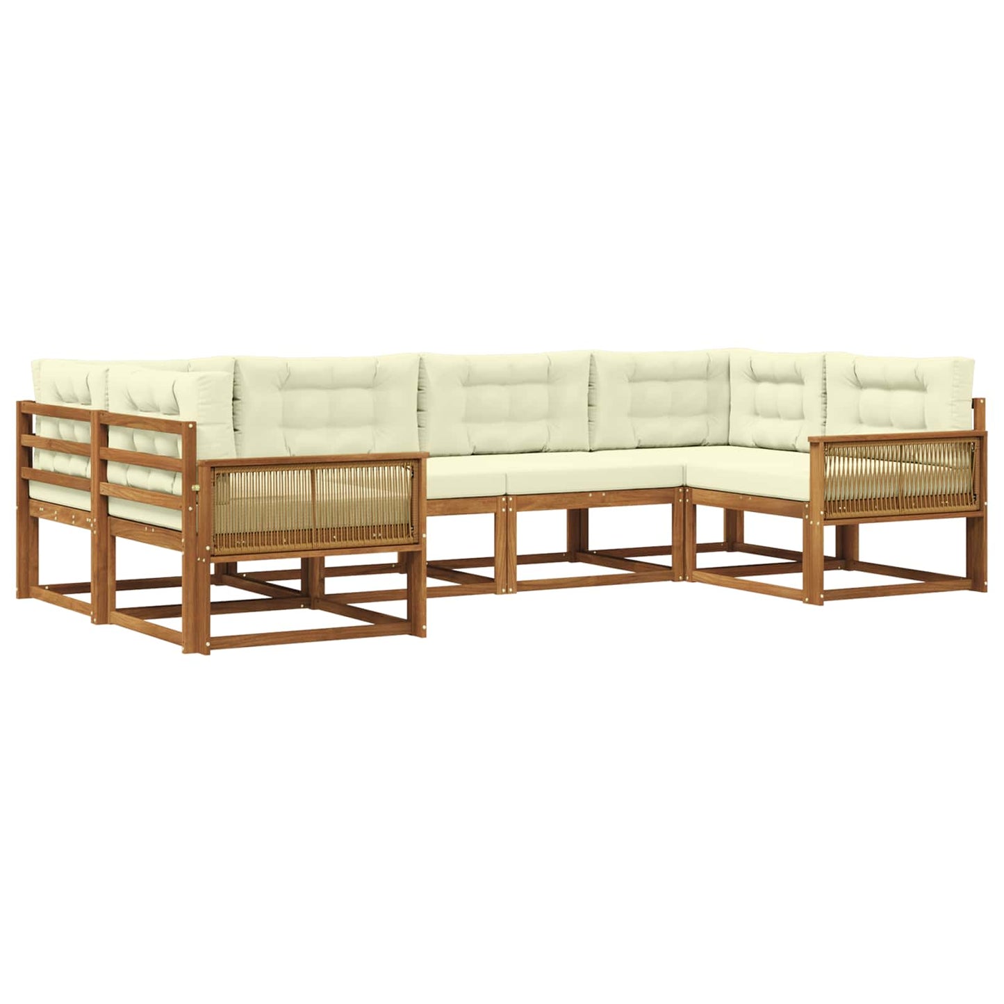 vidaXL Σειρά Καναπέ Εξωτερικού με μαξιλάρι 6 pcs Φυσικό και Κρέμα