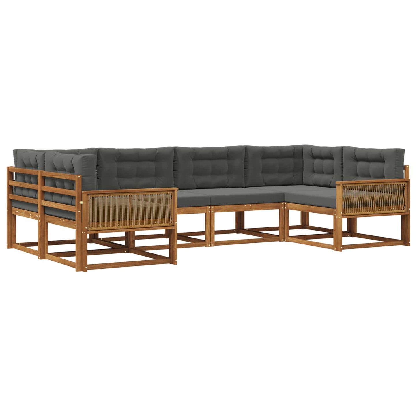 vidaXL Σειρά Καναπέ Εξωτερικού με μαξιλάρι 6 pcs Φυσικό και Ανθρακί