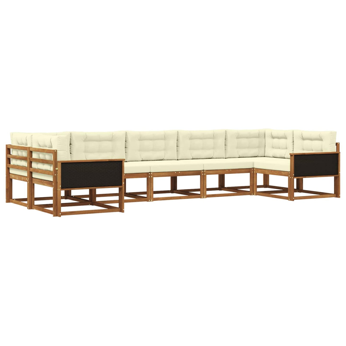 vidaXL Σειρά Καναπέ Εξωτερικού με μαξιλάρι 7 pcs Φυσικό και Κρέμα