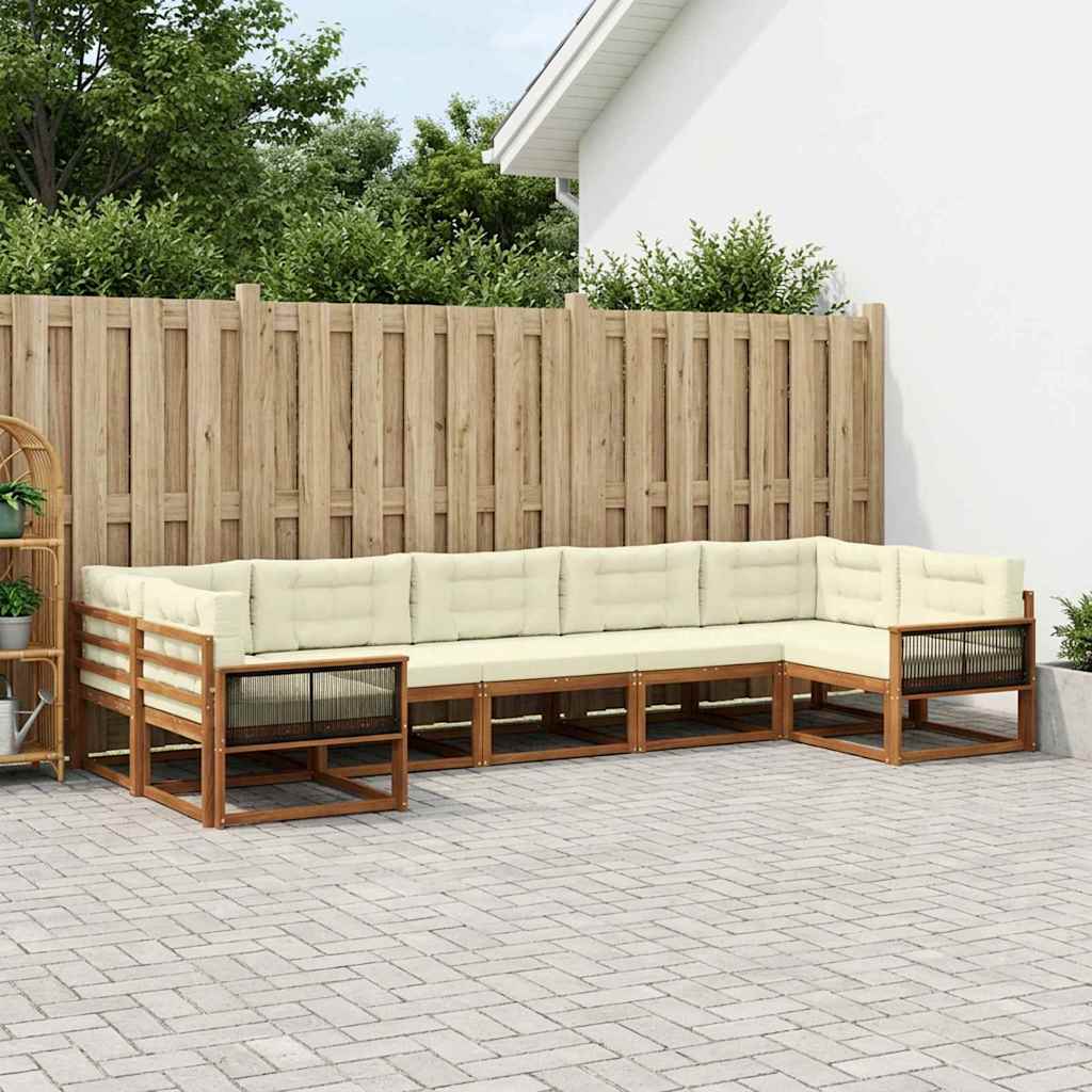 vidaXL Σειρά Καναπέ Εξωτερικού με μαξιλάρι 7 pcs Φυσικό και Κρέμα