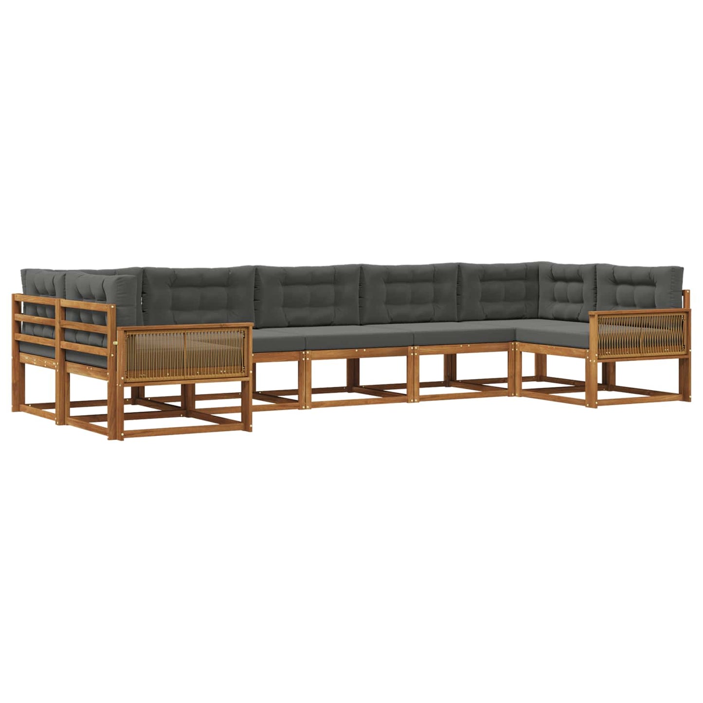 vidaXL Σειρά Καναπέ Εξωτερικού με μαξιλάρι 7 pcs Φυσικό και Ανθρακί