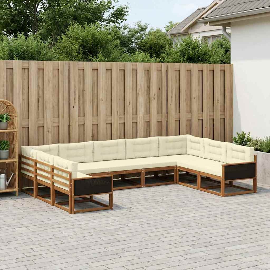 vidaXL Σειρά Καναπέ Εξωτερικού με μαξιλάρι 9 pcs Φυσικό και Κρέμα