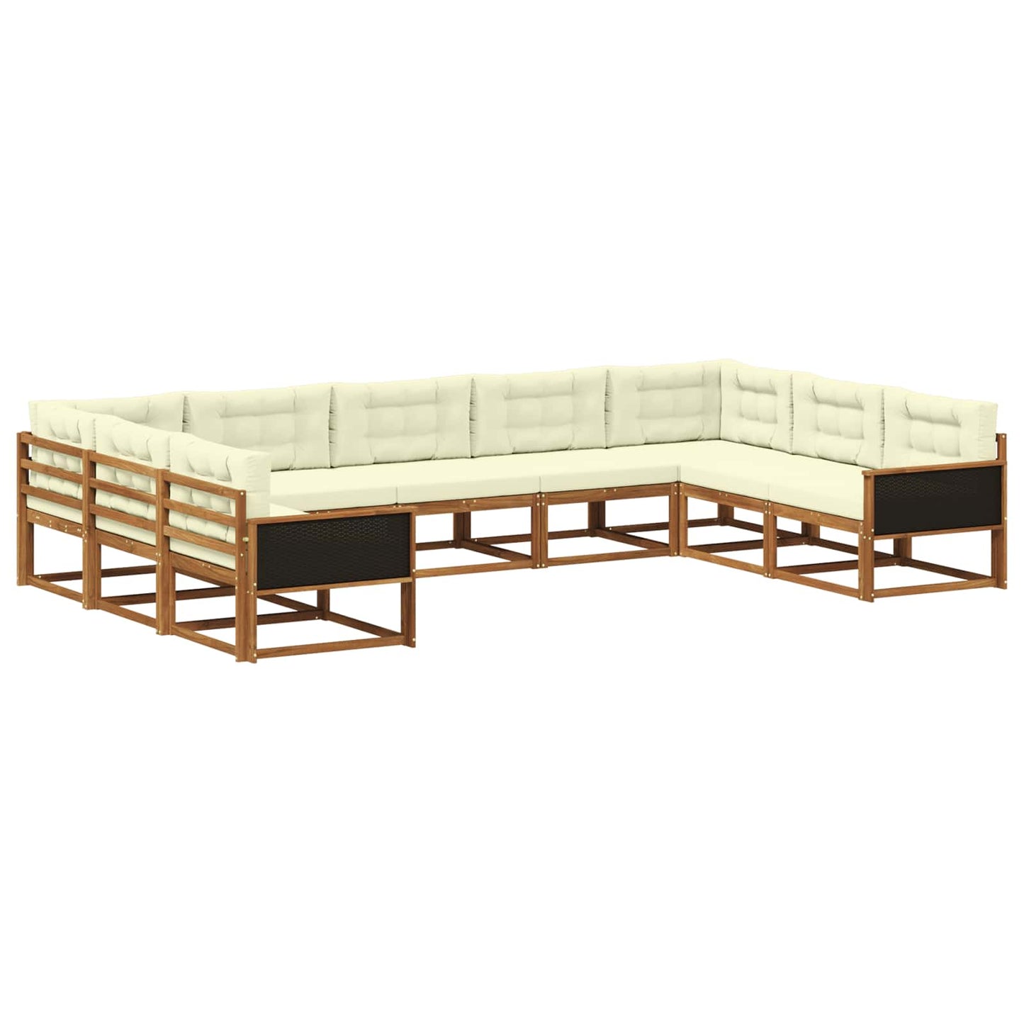 vidaXL Σειρά Καναπέ Εξωτερικού με μαξιλάρι 9 pcs Φυσικό και Κρέμα