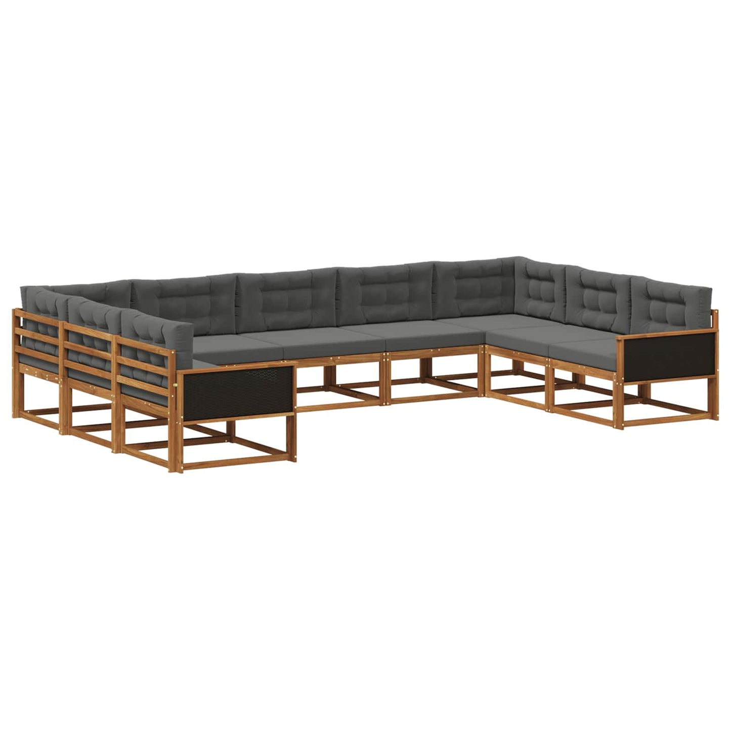 vidaXL Σειρά Καναπέ Εξωτερικού με μαξιλάρι 9 pcs Φυσικό και Ανθρακί