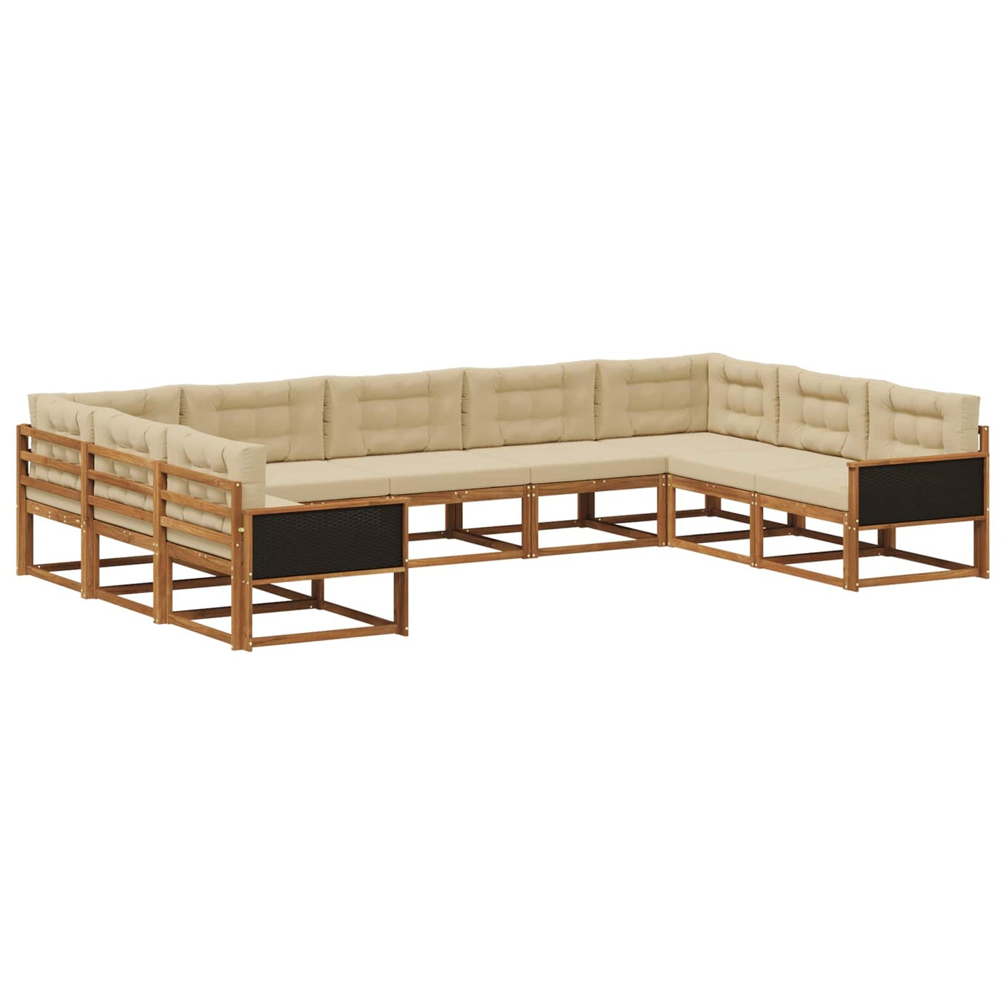 vidaXL Σειρά Καναπέ Εξωτερικού με μαξιλάρι 9 pcs Φυσικό και Μπεζ