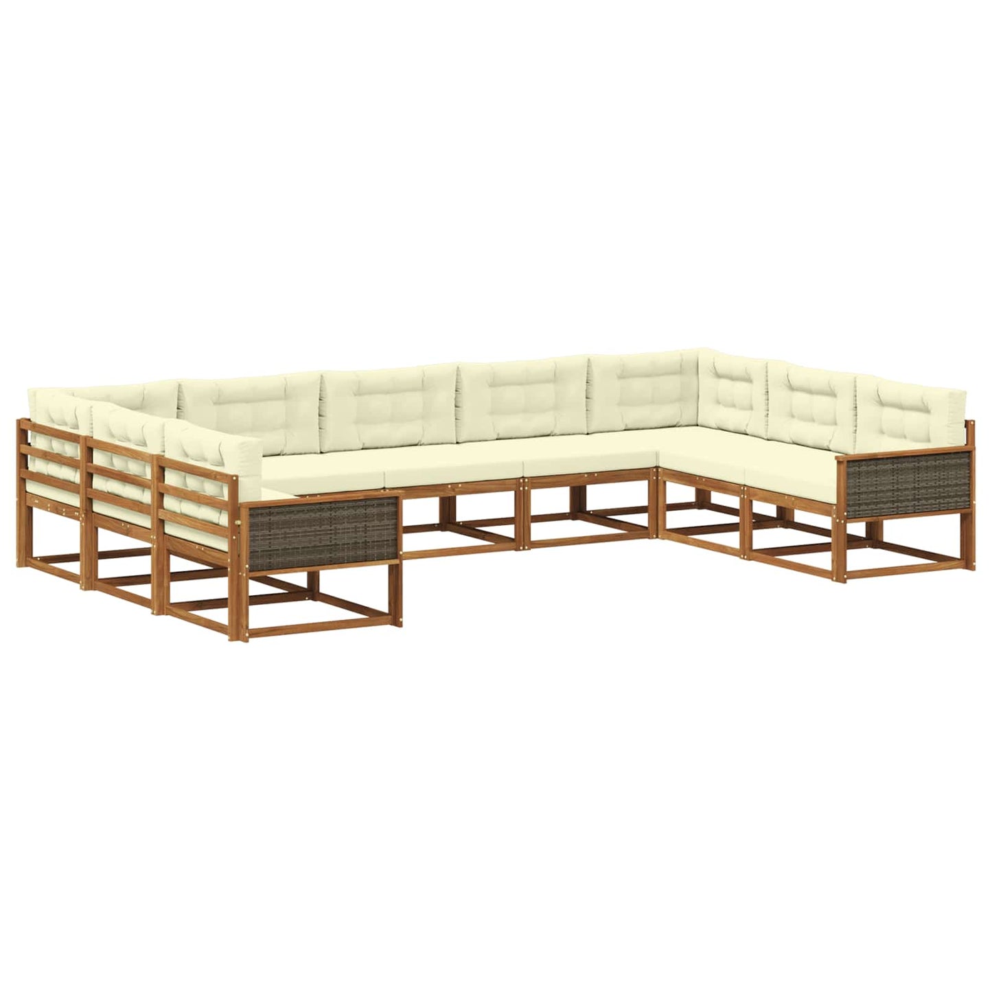 vidaXL Σειρά Καναπέ Εξωτερικού με μαξιλάρι 9 pcs Φυσικό και Κρέμα