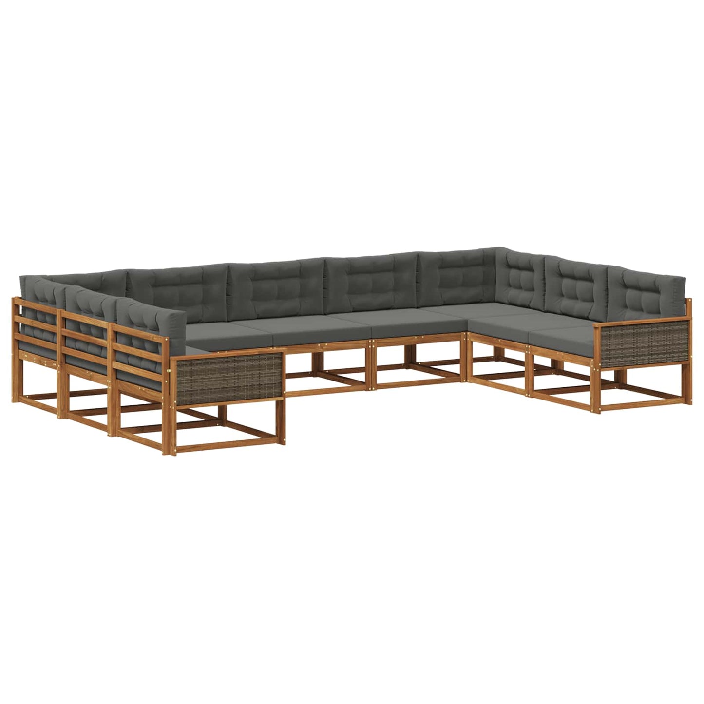 vidaXL Σειρά Καναπέ Εξωτερικού με μαξιλάρι 9 pcs Φυσικό και Ανθρακί