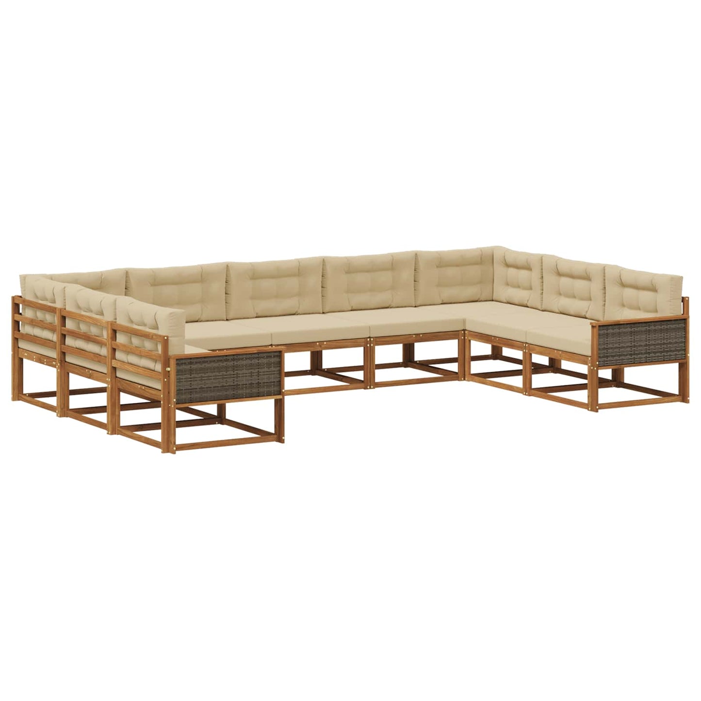 vidaXL Σειρά Καναπέ Εξωτερικού με μαξιλάρι 9 pcs Φυσικό και Μπεζ