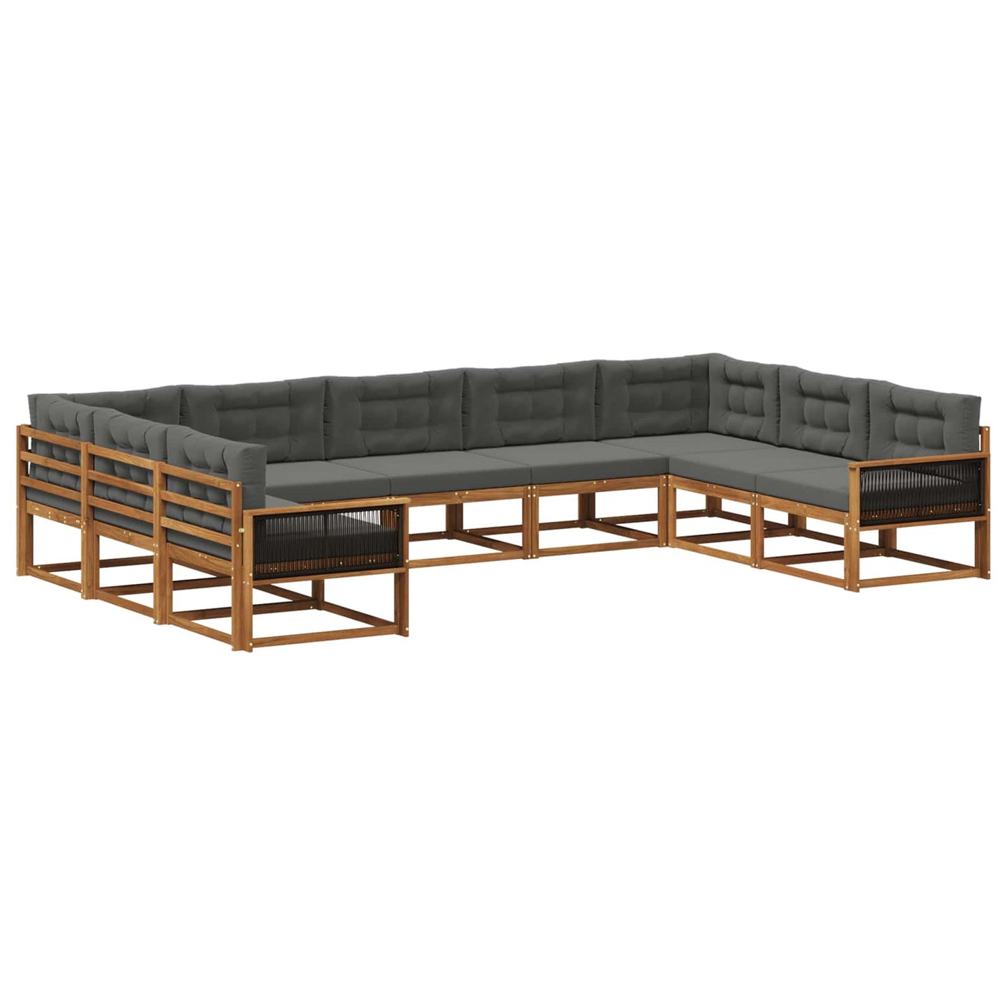 vidaXL Σειρά Καναπέ Εξωτερικού με μαξιλάρι 9 pcs Φυσικό και Ανθρακί