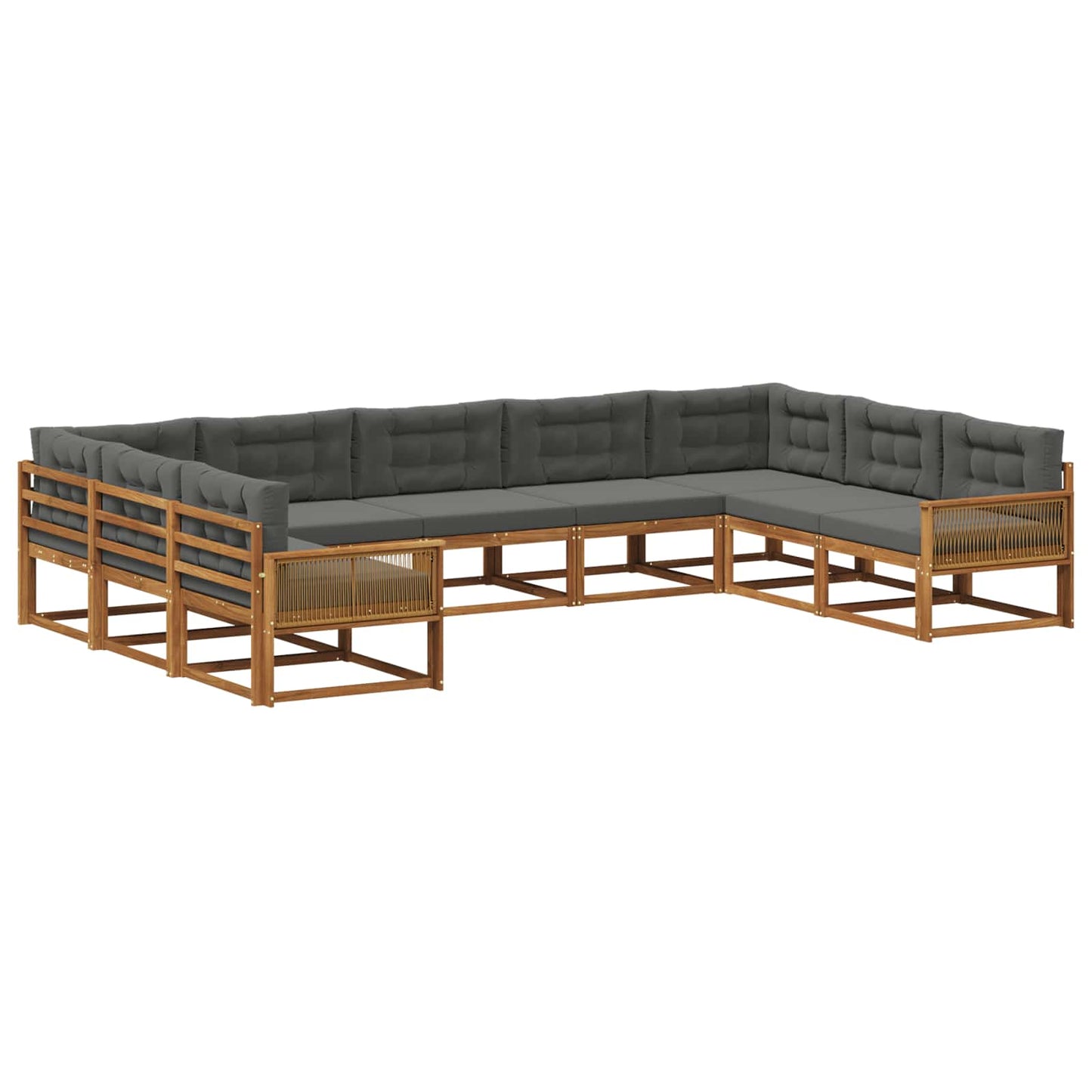 vidaXL Σειρά Καναπέ Εξωτερικού με μαξιλάρι 9 pcs Φυσικό και Ανθρακί