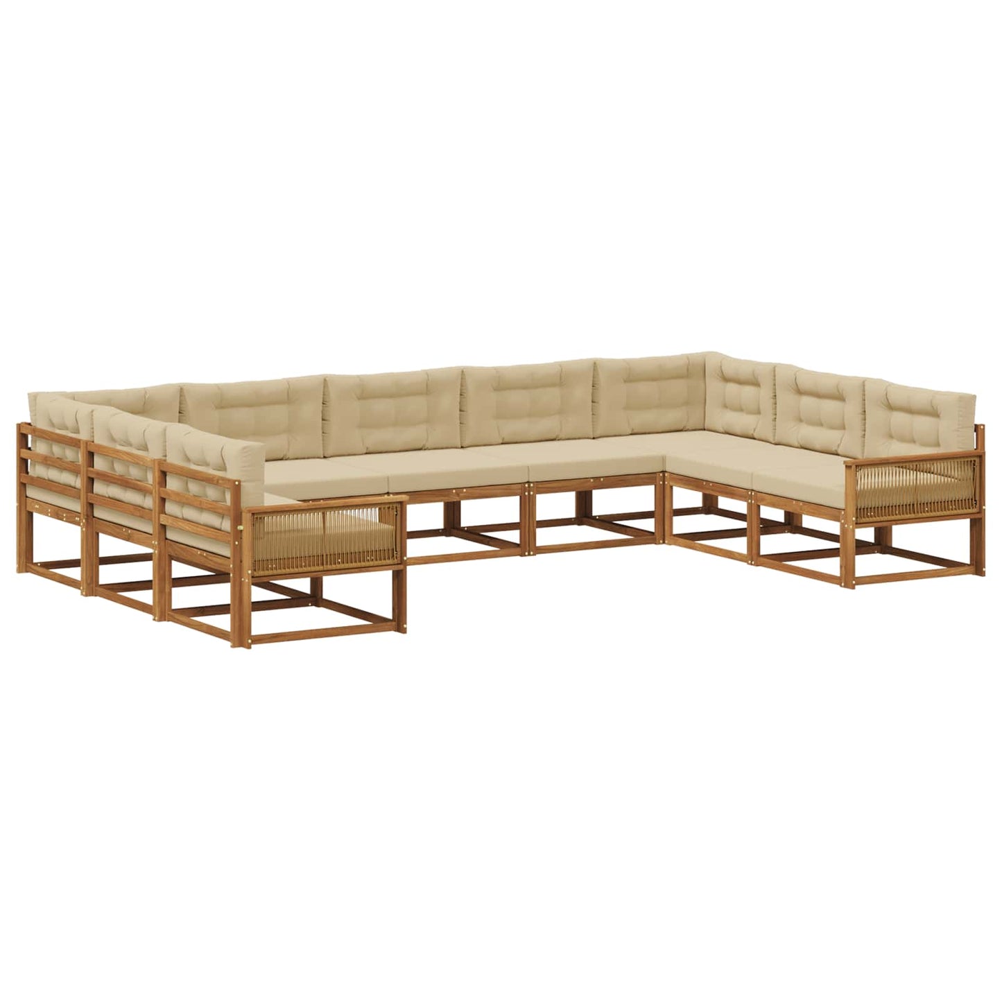 vidaXL Σειρά Καναπέ Εξωτερικού με μαξιλάρι 9 pcs Φυσικό και Μπεζ