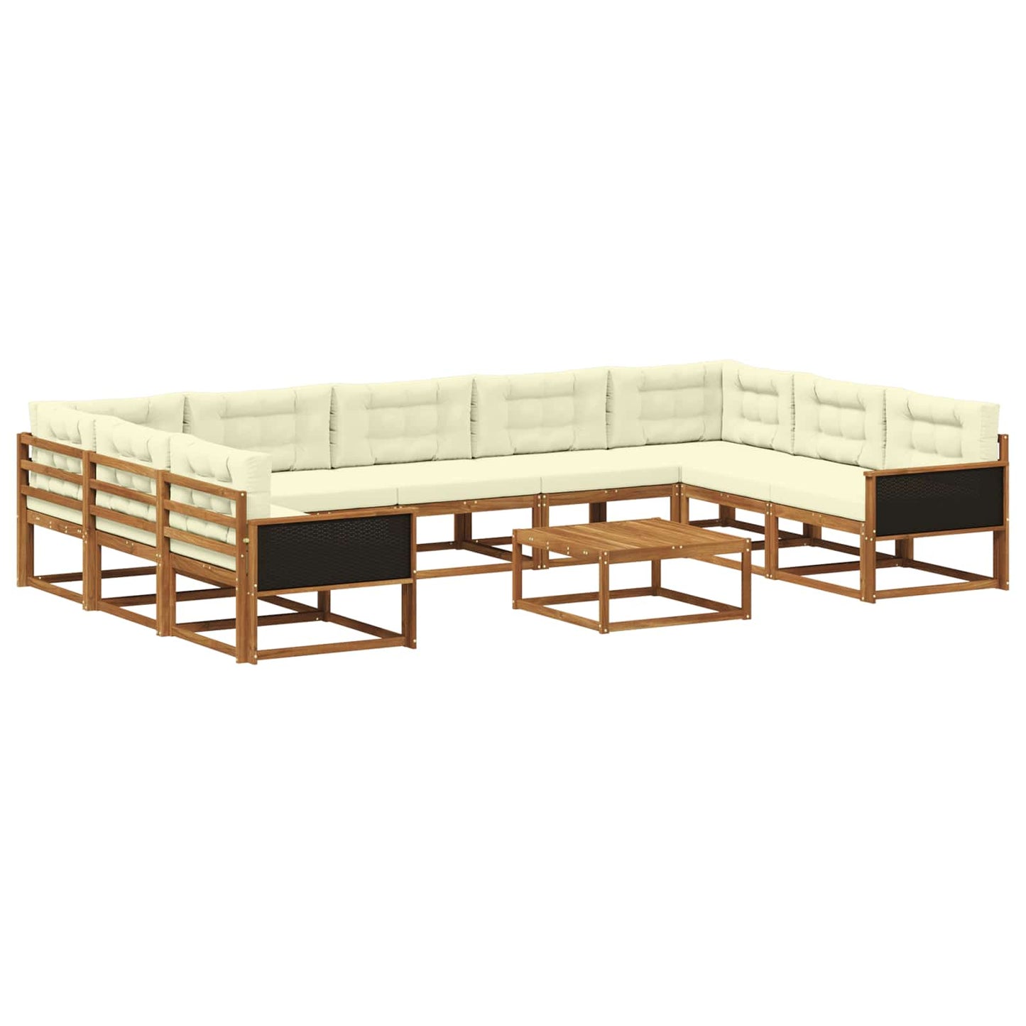 vidaXL Σειρά Καναπέ Εξωτερικού με μαξιλάρι 10 pcs Φυσικό και Κρέμα