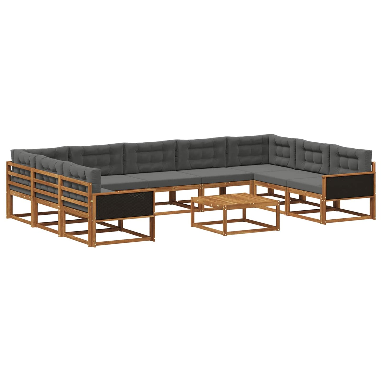 vidaXL Σειρά Καναπέ Εξωτερικού με μαξιλάρι 10 pcs Φυσικό και Ανθρακί