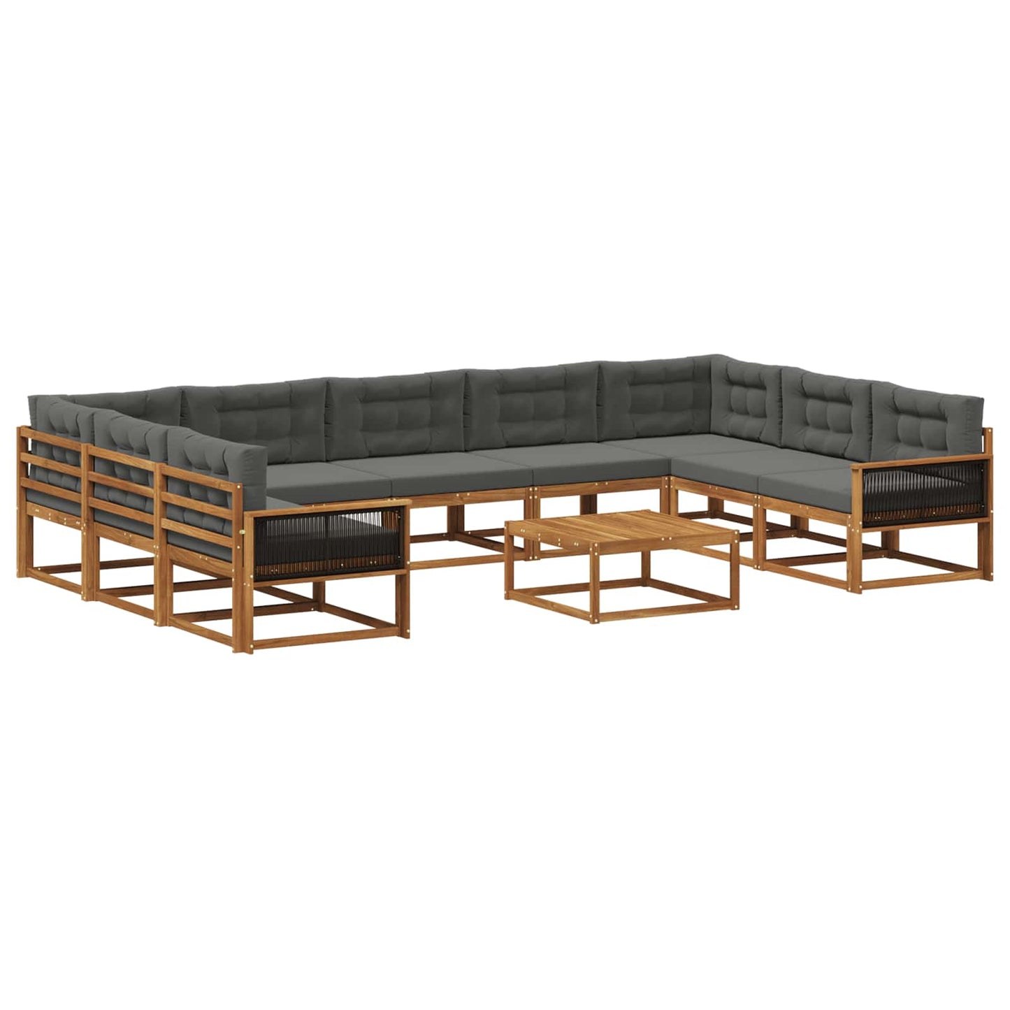 vidaXL Σειρά Καναπέ Εξωτερικού με μαξιλάρι 10 pcs Φυσικό και Ανθρακί
