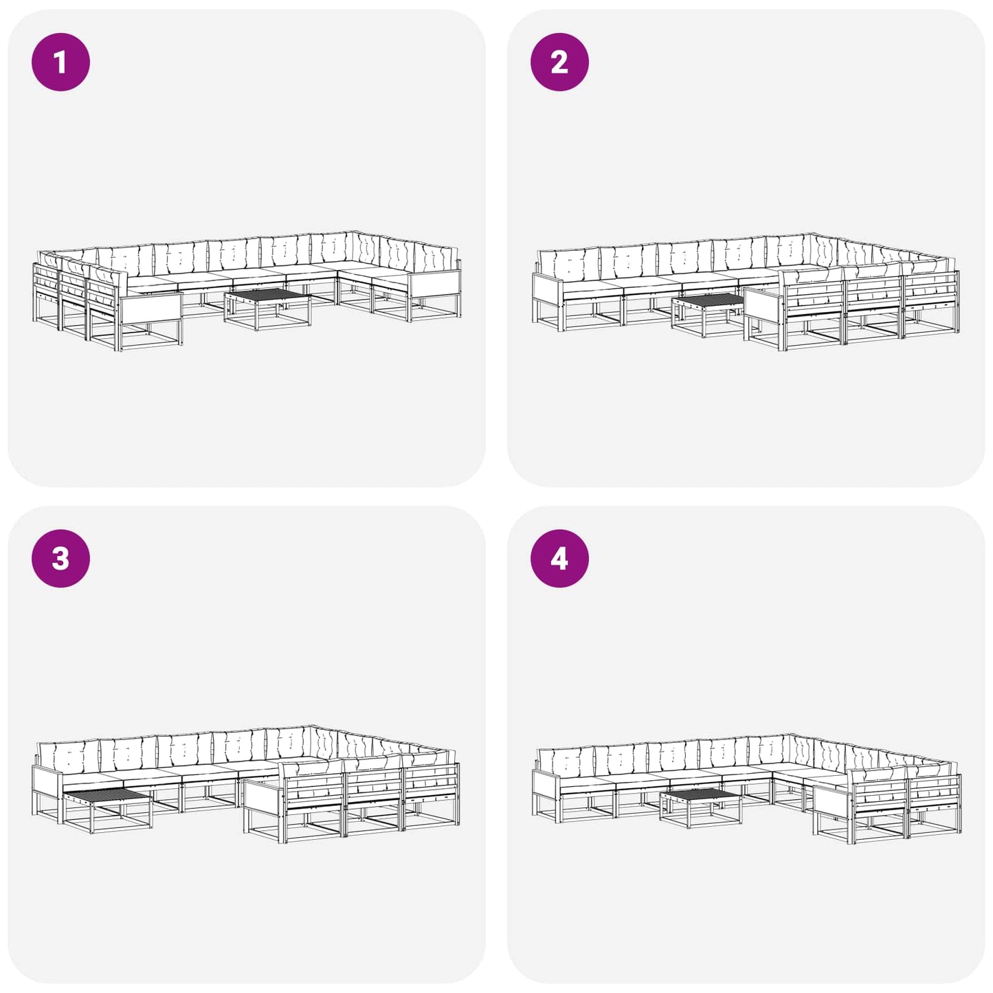 vidaXL Σειρά Καναπέ Εξωτερικού με μαξιλάρι 11 pcs Φυσικό και Ανθρακί