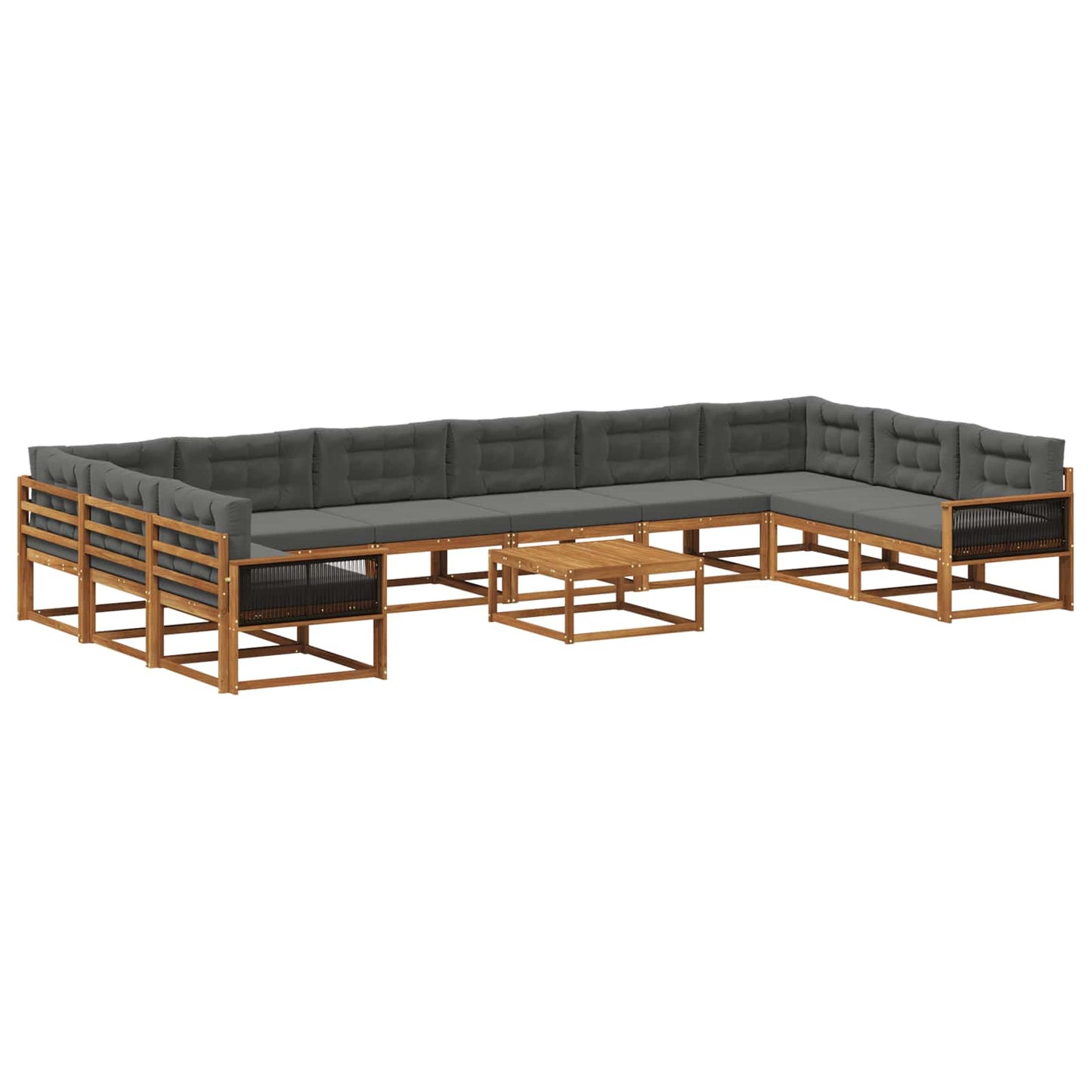 vidaXL Σειρά Καναπέ Εξωτερικού με μαξιλάρι 11 pcs Φυσικό και Ανθρακί