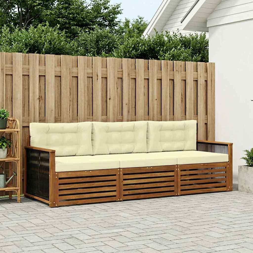 vidaXL Σειρά Καναπέ Εξωτερικού με μαξιλάρι 3 pcs Φυσικό και Κρέμα