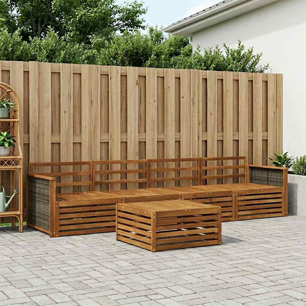 vidaXL Σειρά Καναπέ Εξωτερικού 5 pcs Φυσικό Στερεό Ξύλο Ακακίας