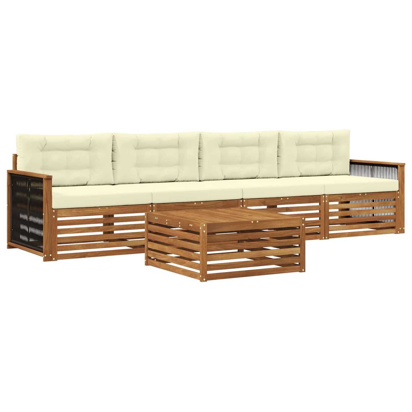 vidaXL Σειρά Καναπέ Εξωτερικού με μαξιλάρι 5 pcs Φυσικό και Κρέμα